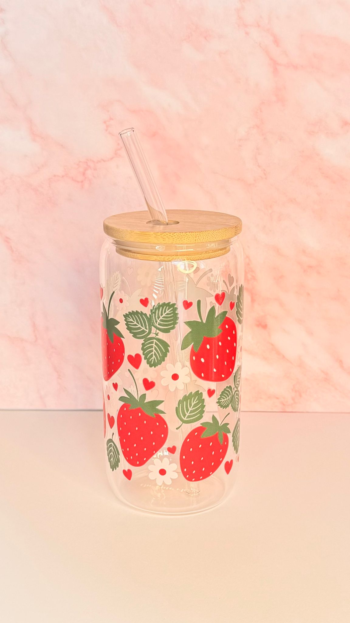 Glazen beker Aardbeien - 550ml